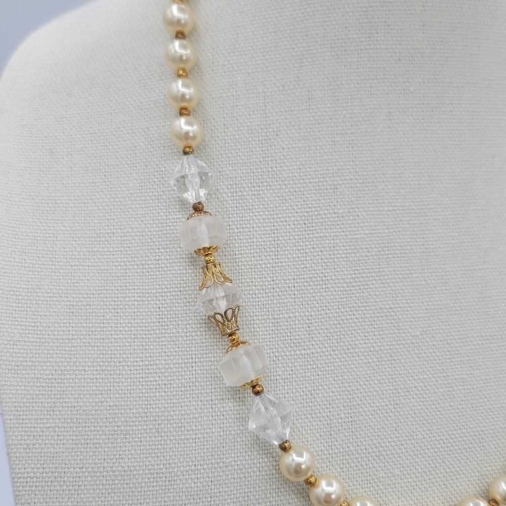 Vintage Necklaces Cream Faux Pearl Goldtone Set of 2 #1232 & 1233 - Picture 13 of 16